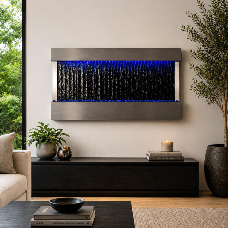 Wisząca Ściana Ścianka Wodna Fontanna Kaskadowa LED RGB Kolory 120x60x13cm (10)