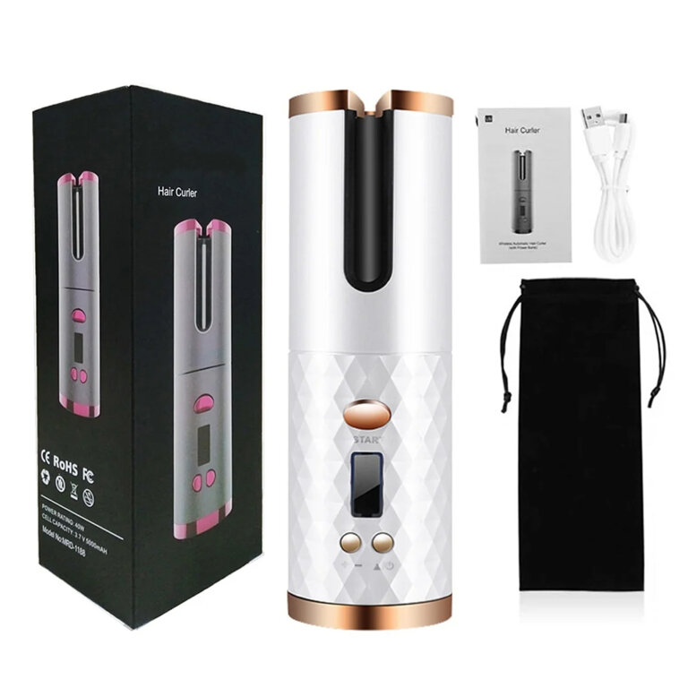 Lokówka Bezprzewodowa Automatyczna LCD Obrotowa do Włosów Fale Loki USB (2)