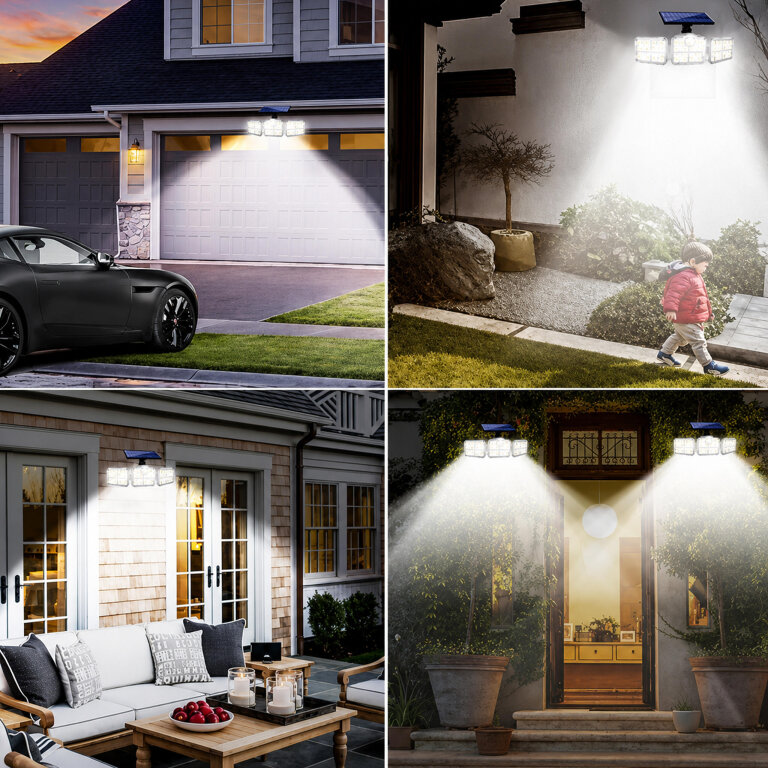 Lampa Solarna Ogrodowa 138 Led Zewnętrzna z Czujnikiem Ruchu Zmierzchu Pilot (9)