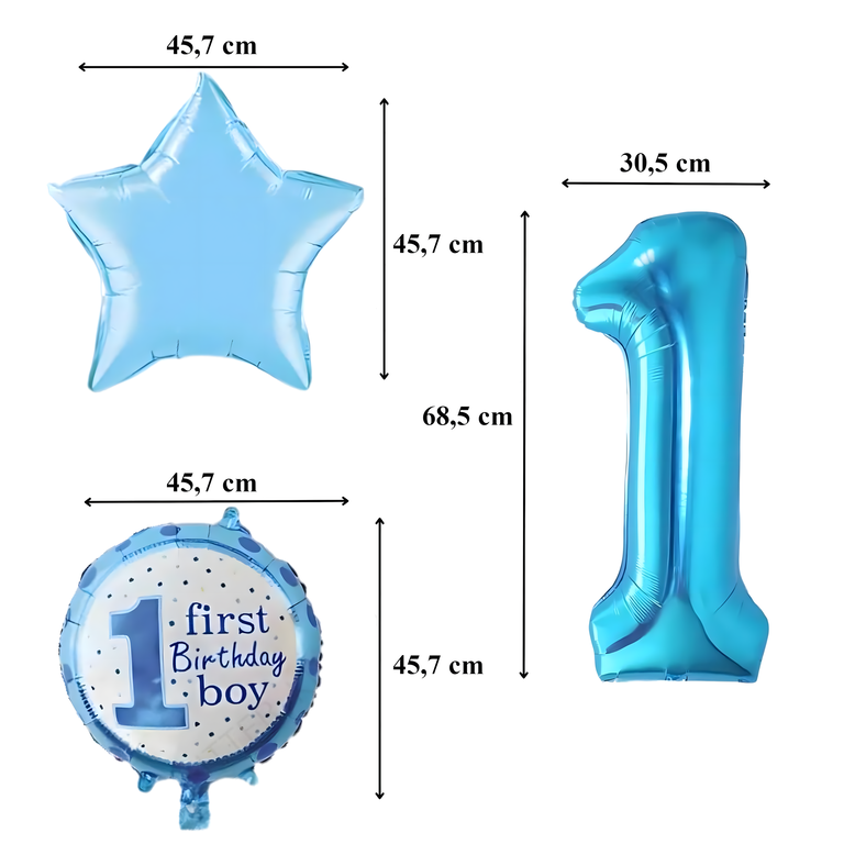 Balony na 1 Urodziny Roczek Chłopiec Zestaw 5 szt Gwiazdki Balon  (5)