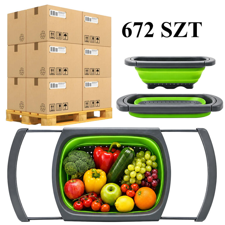 672 x Durszlak Ociekacz Cedzak kuchenny na Zlew Silikonowy Składany Kuchenny 61cm (1)