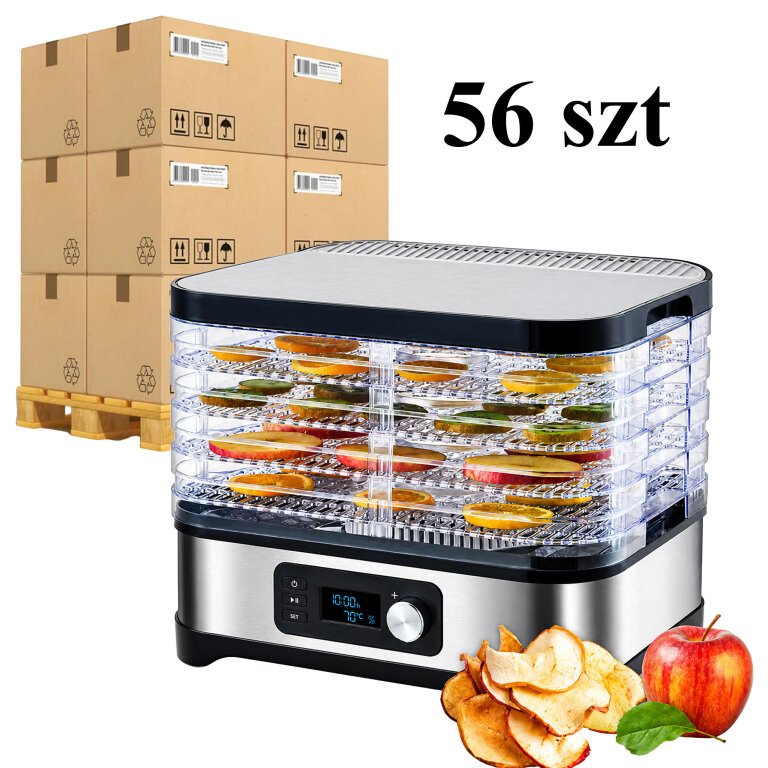 56x Suszarka Spożywcza do Grzybów Warzyw Owoców Pojemna Timer 5 Półek LCD (1)