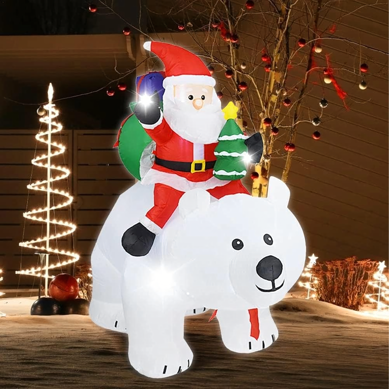 Dekoracja Świąteczna Mikołaj Dmuchany na Niedźwiedziu Misiu Led XXL 210cm (10)