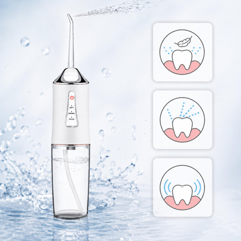 Irygator do Zębów Bezprzewodowy Dentystyczny Mocny 4 Dysze 3 Tryby 230 ml (12)