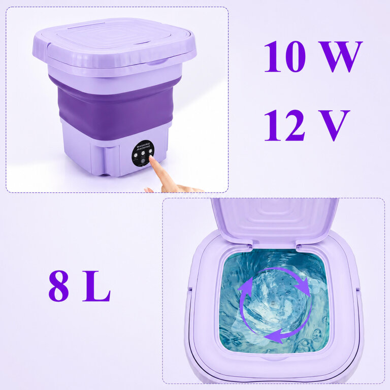 144 x Mini Pralka Przenośna Składana Automatyczna Turystyczna Podróżna 8L Kemping (8)