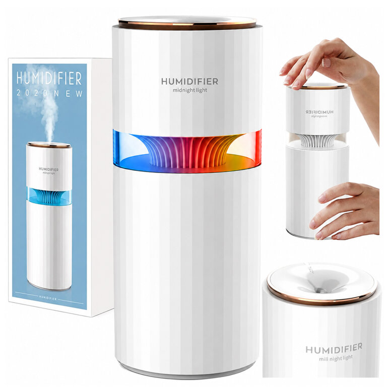 Nawilżacz Powietrza Dyfuzor do Samochodu z Lampką Podświetleniem Led 400ml 