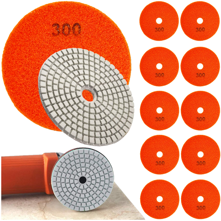 10x Tarcza Diamentowa Polerska 80mm do Szlifowania Gresu Płytek Na Rzep 300 (1)