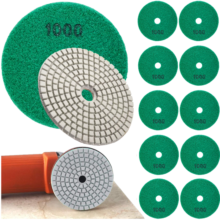 10x Tarcza Diamentowa Polerska 80mm do Szlifowania Gresu Płytek Na Rzep 1000 (1)