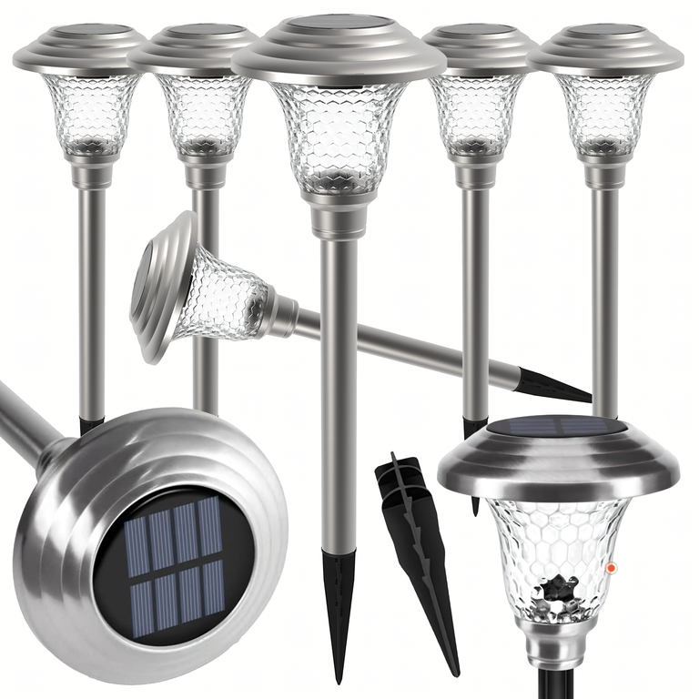 Zestaw Lamp Lampa Ogrodoa Solarna Wbijana Wodoodporne 42cm Zewnętrzna 6szt.