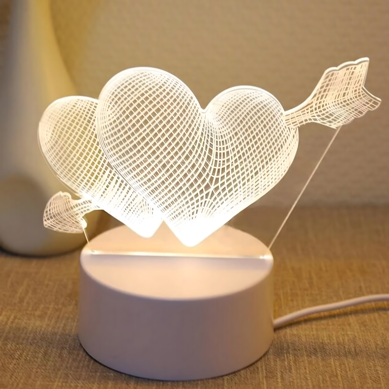 Lampka Nocna Love Serca 3D Illusion do Sypialni dla Dzieci Prezent USB (8)