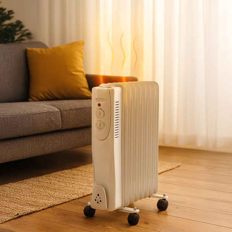 Grzejnik Olejowy Elektryczny Termostat Energooszczędny 1500W 7 Żebrowy Duży (9)