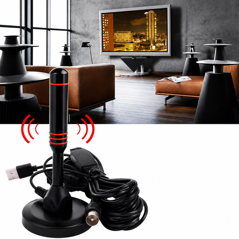 Antena Pokojowa Cyfrowa TV DVBT-2 HEVC Wzmacniacz Aktywna  MUX-8 4K Magnes (9)