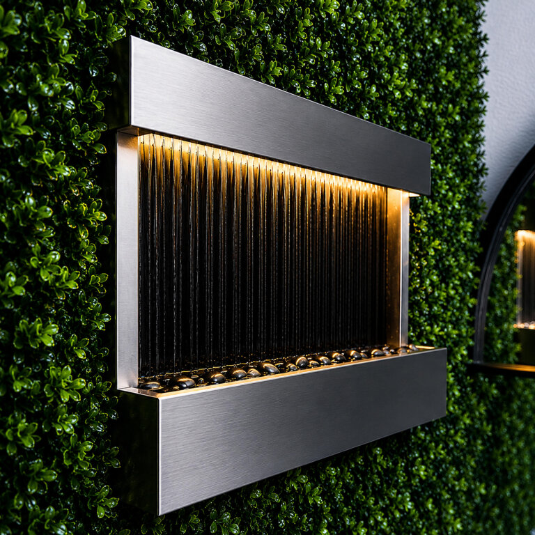 Wisząca Ściana Ścianka Wodna Fontanna Kaskadowa LED RGB Kolory 120x60x13cm (8)