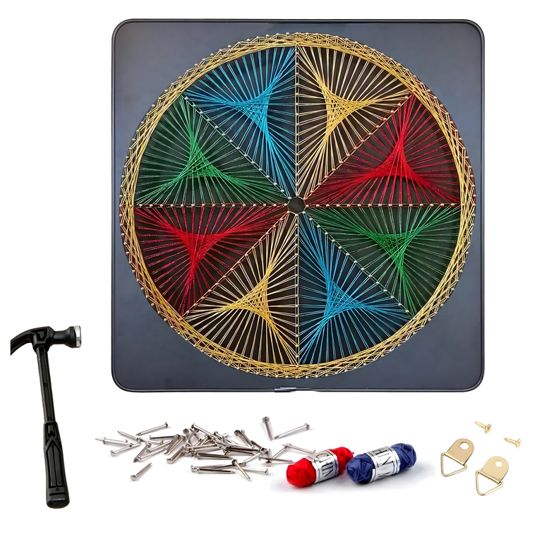 Zestaw Kreatywny Do String Art Przeplatanka Obraz z Nici Ramka 30x30 cm (1)