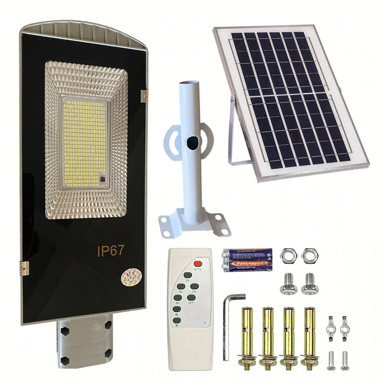 Latarnia Ogrodowa Lampa Solarna na Słup Mocna 300W Panel Uliczna 299 Led (1)
