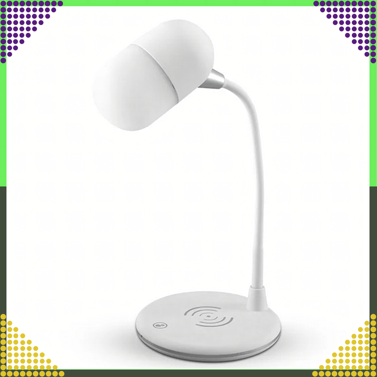 Lampka Biurkowa Nocna Ładowarka Indukcyjna Głośnik Bluetooth Szkolna Nauka (3)
