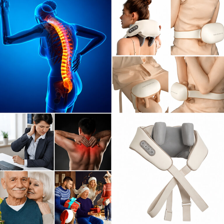 Masażer Shiatsu do Szyi Karku Pleców Rozgrzewający Kołnierz Rozlużniający (5)