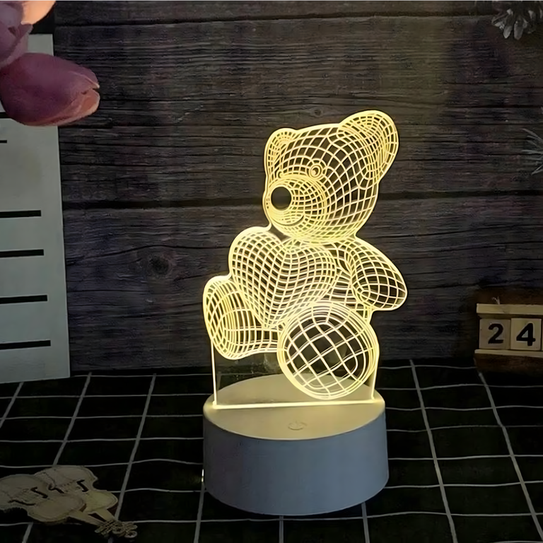 Lampka Nocna Prezent Miś 3D Illusion do Sypialni dla Dzieci Biurkowa USB (14)