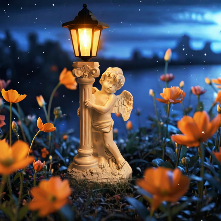 96x Aniołek Solarny Led Figurka Świecznik Dekoracja Posążek do Ogrodu na Grób 49cm (14)