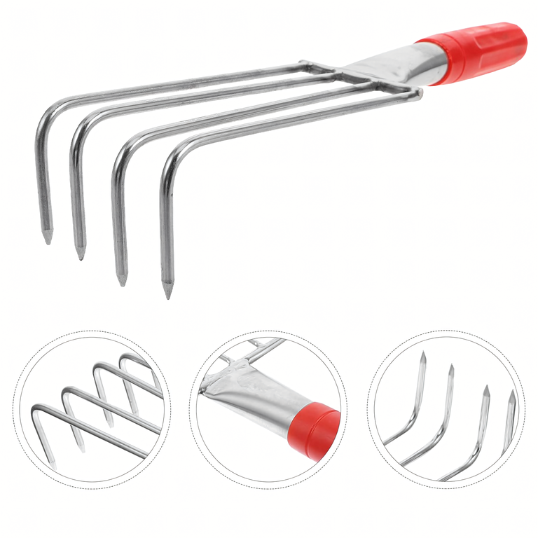 Grabki Ogrodowe Ogrodnicze Metalowe Pazurki do Grabienia Spulchniania 4 Zębne 32 cm (5)