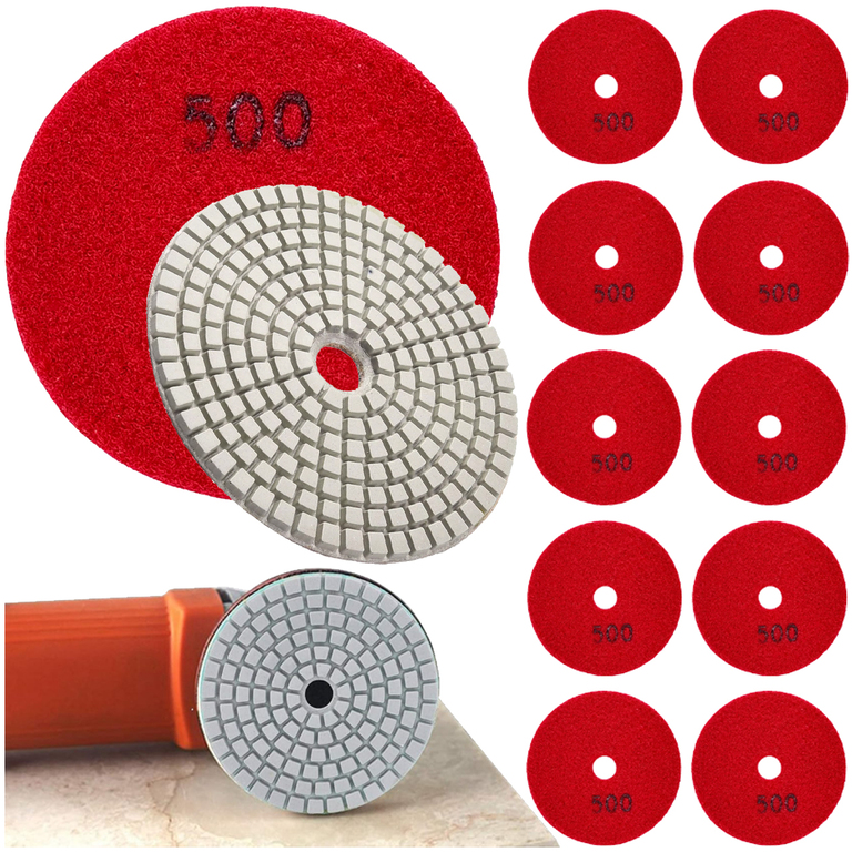 10x Tarcza Diamentowa Polerska 80mm do Szlifowania Gresu Płytek Na Rzep 500 (1)