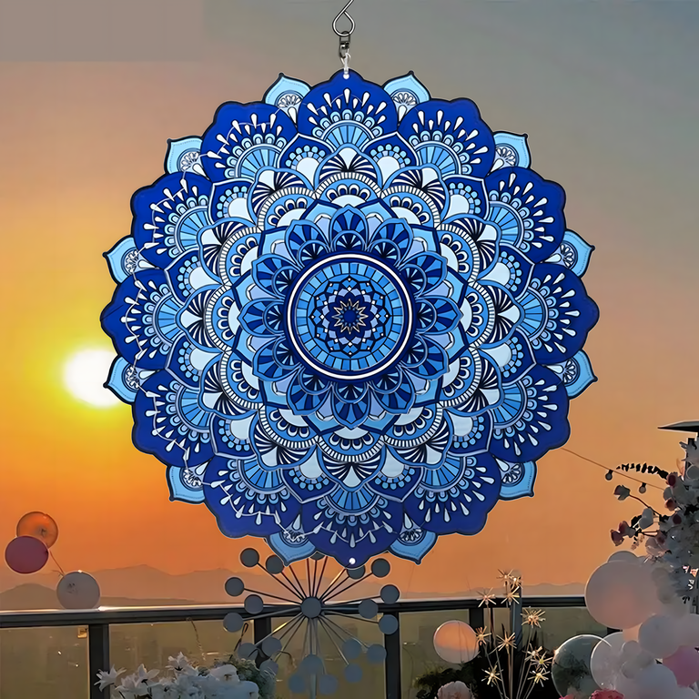 Wisząca Błystka Ozdoba Łapacz Wiatrowa 12” Mandala 3D do Ogrodu Pokoju  (15)