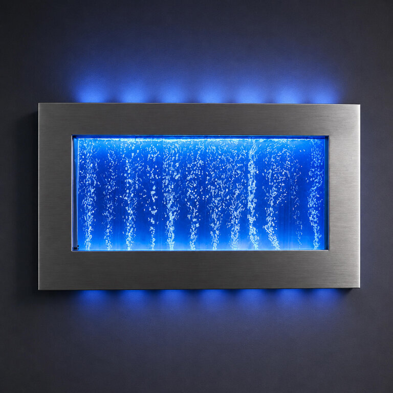 Wisząca Ściana Ścianka Wodna Bąbelkowa Fontanna LED RGB Kolory 95x55x11,5cm (10)