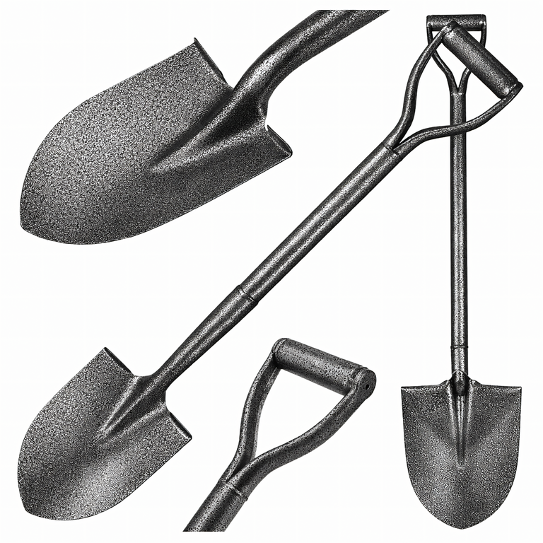 Szpadel Metalowy Łopata Ogrodowa Prosta z Metalowym Trzonkiem 100 cm Mocna (1)