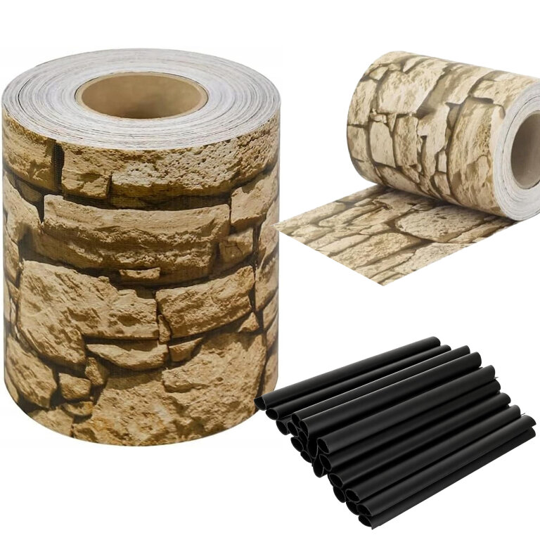 336 x Taśma Ogrodzeniowa 19cm x 35m Osłona Panelowa na Ogrodzenie Płot UV Kamień (2)