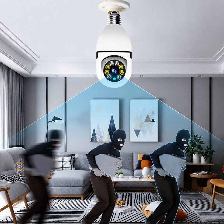 Kamera IP Bezprzewodowa WiFi Żarówka E27 30W do Monitoringu Domu Niania  (14)