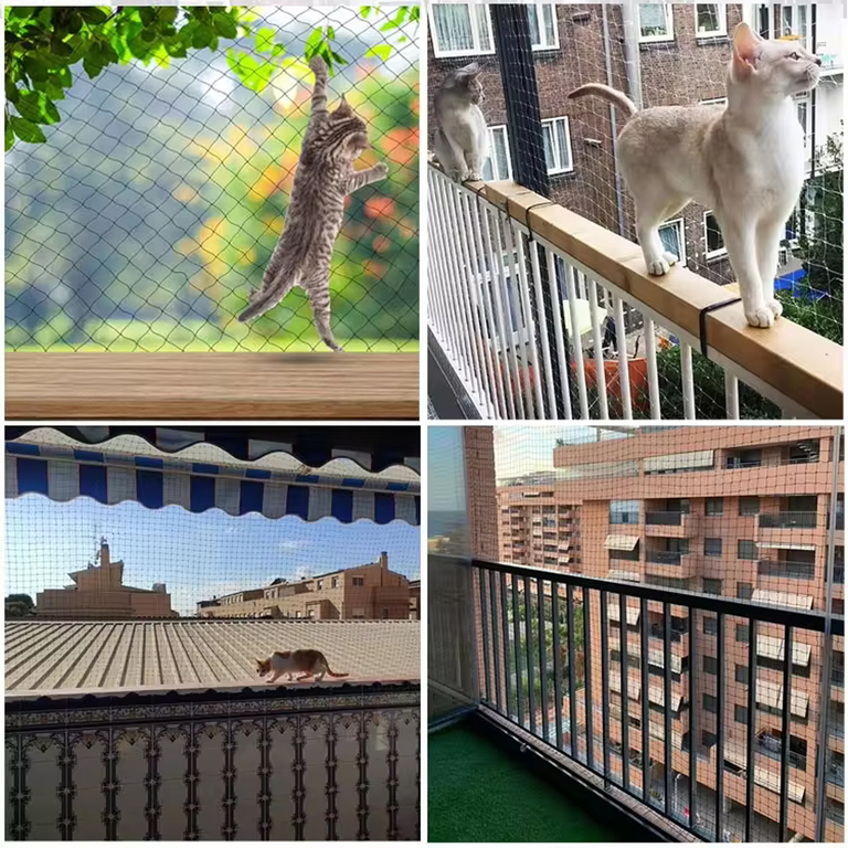 Siatka na Balkon dla Kota na Ptaki Gołebie Mocna Pleciona 20g Czarna 5x10m (10)