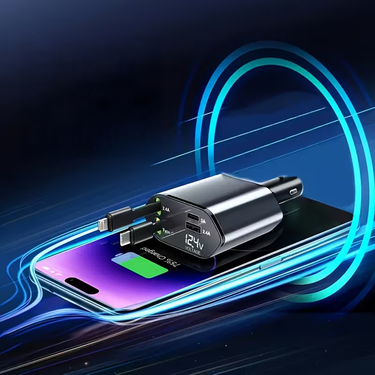 Ładowarka Samochodowa USB C IOS Przegub Zwijak 100W Szybkie Ładowanie 80 cm (12)