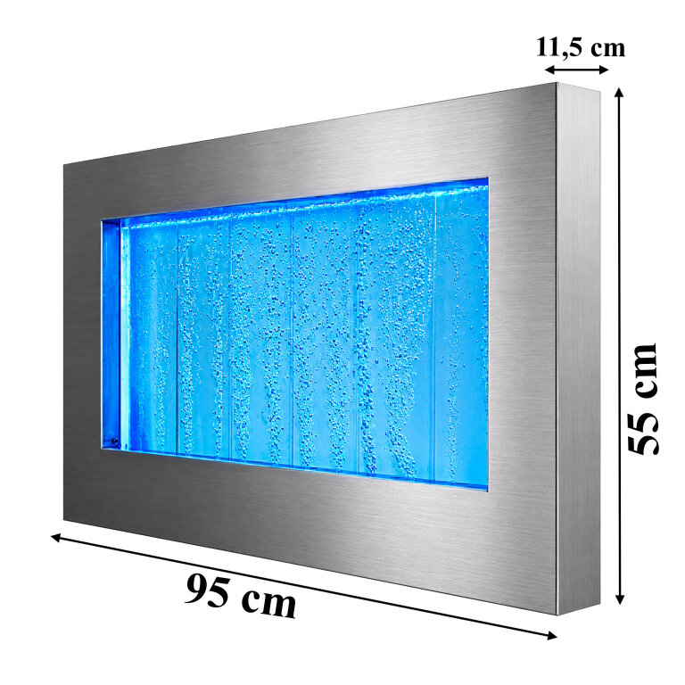 Wisząca Ściana Ścianka Wodna Bąbelkowa Fontanna LED RGB Kolory 95x55x11,5cm (5)