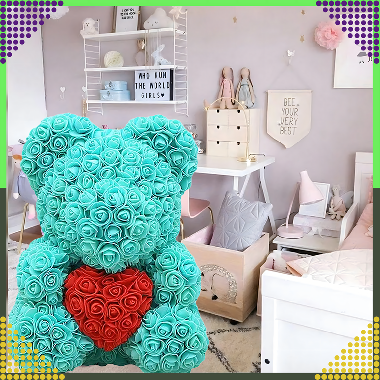 Miś z Róż Prezent na Walentynki dla Mamy Żony Babci Duży Zestaw Róże 40 cm (5)