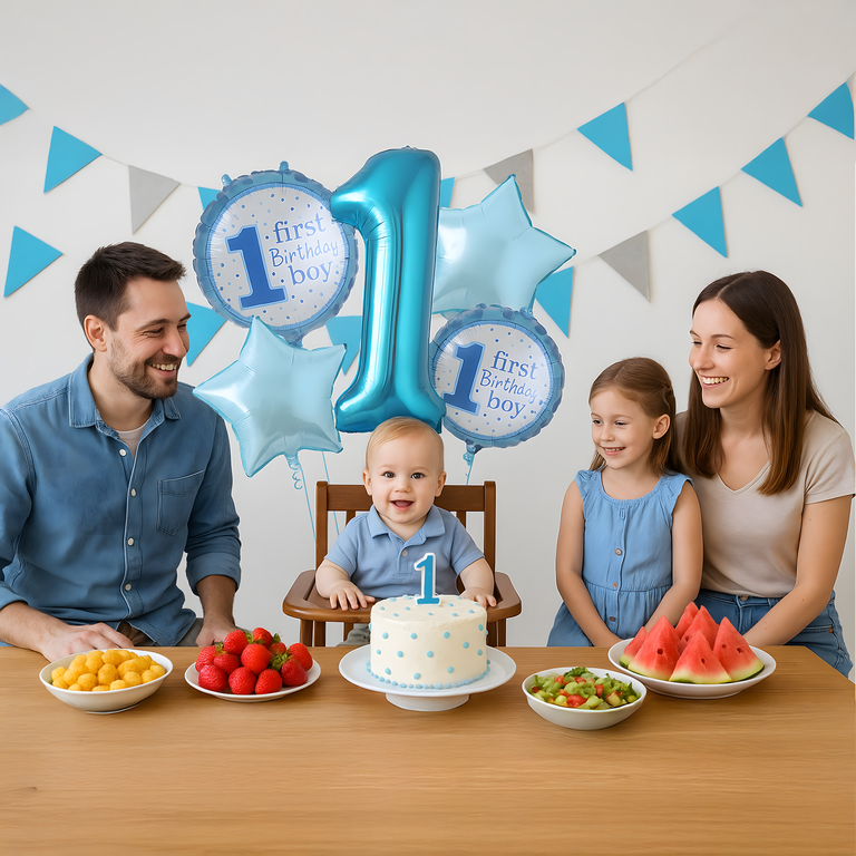 Balony na 1 Urodziny Roczek Chłopiec Zestaw 5 szt Gwiazdki Balon  (9)