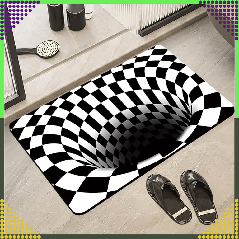 Chodnik Dywanik Mata Wycieraczka z Efektem 3D Iluzja Biała Dziura 60x40cm (15)