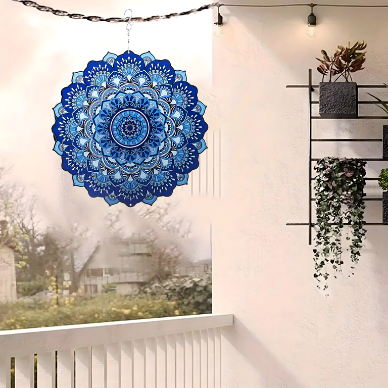 Wisząca Błystka Ozdoba Łapacz Wiatrowa 12” Mandala 3D do Ogrodu Pokoju  (10)