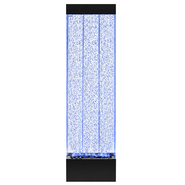 Wolnostojąca Ściana Ścianka Wodna Bąbelkowa Fontanna LED RGB Kolory 150x39x26cm (3)