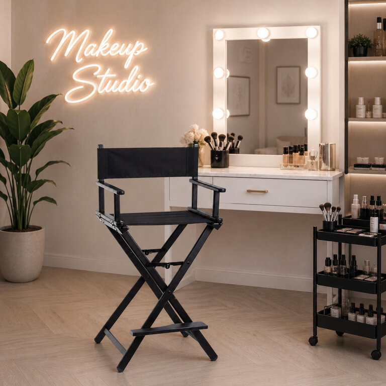 Krzesło do Makijażu Aluminiowe Kosmetyczne Reżyserskie Make-Up Składane  (15)