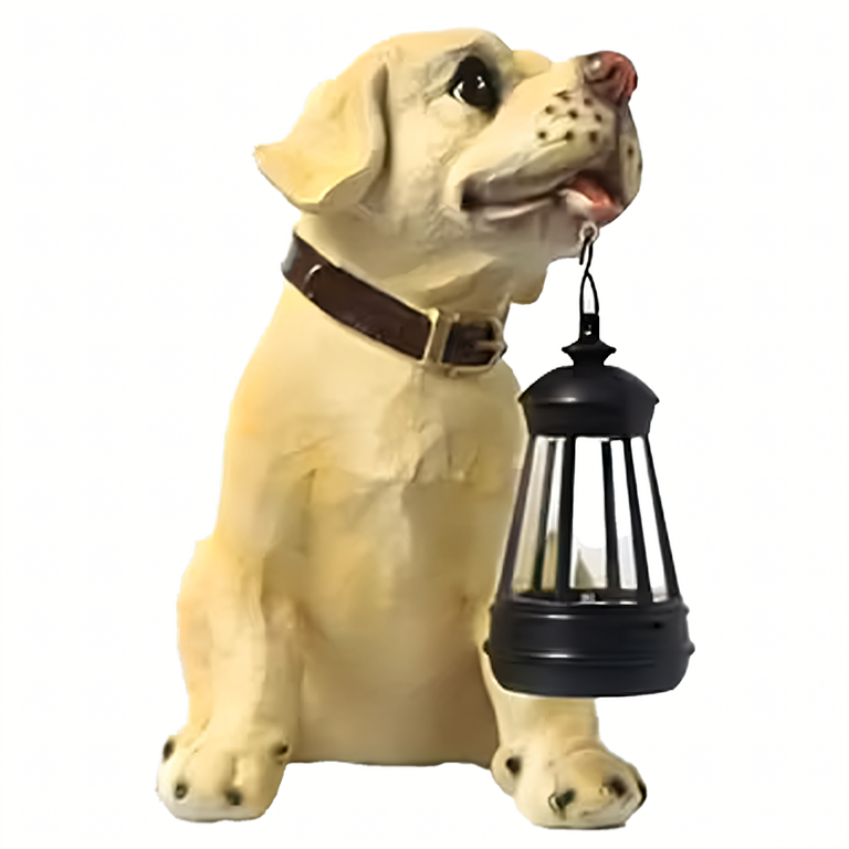 Lampa Lampka Solarna Ogrodowa Ozdobna Ozdoba Pies z Lampionem Led Dekoracja (4)