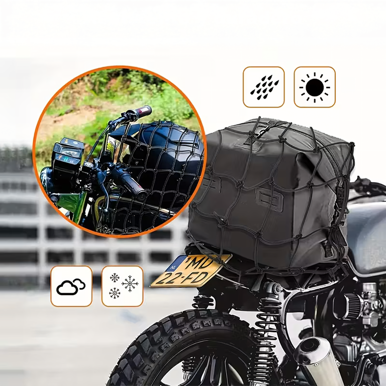 Siatka Guma Bagażowa na Kask Kufer Quad Motocyklowa Rowerowa Haki 30x30cm  (15)