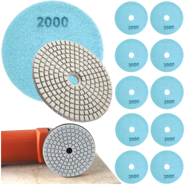 10x Tarcza Diamentowa Polerska 80mm do Szlifowania Gresu Płytek Na Rzep 2000 (1)