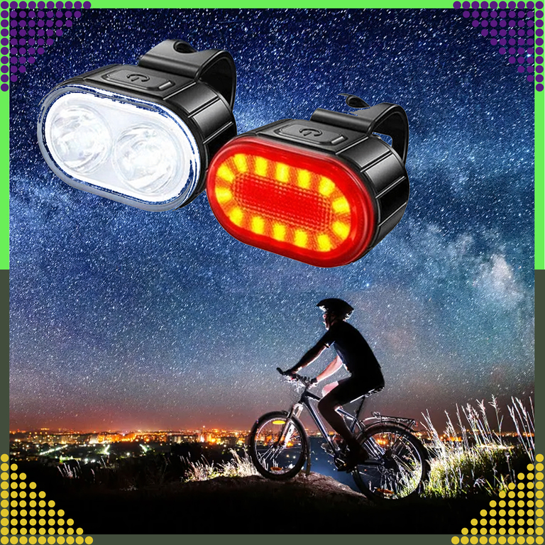  Lampka Rowerowa Światło Przód Tył Led Na Rower Kierownicę Mocna Usb 2szt. (13)