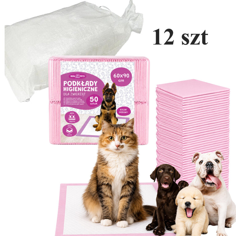 12x Podkłady Maty Higieniczne dla Psa Kota do Nauki Sikania 60x90cm Grube 50 szt (1)