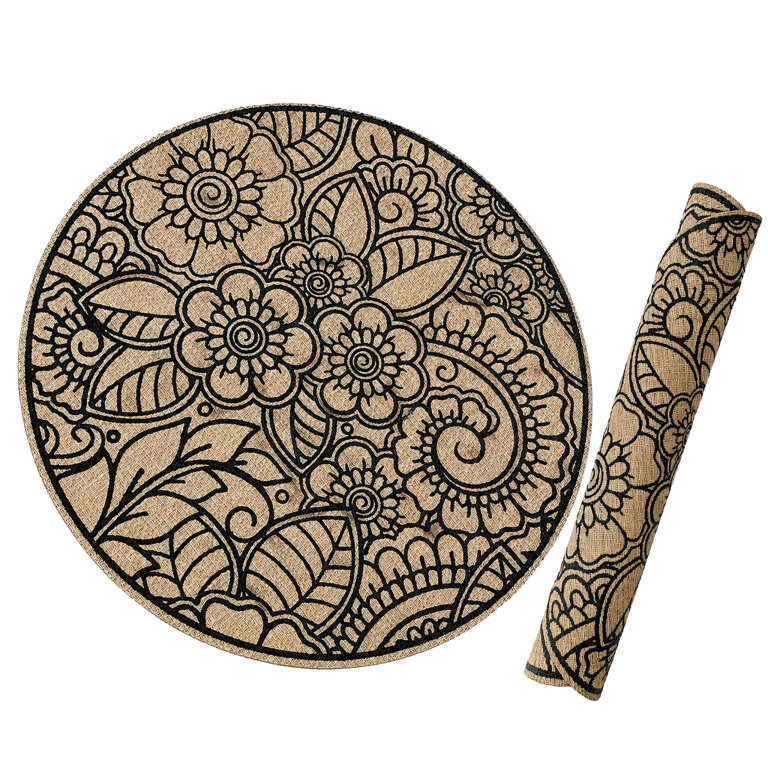 Podkładka Mata na Stół Blat pod Talerz Stołowa Okrągła Boho Ochronna 38 cm (1)