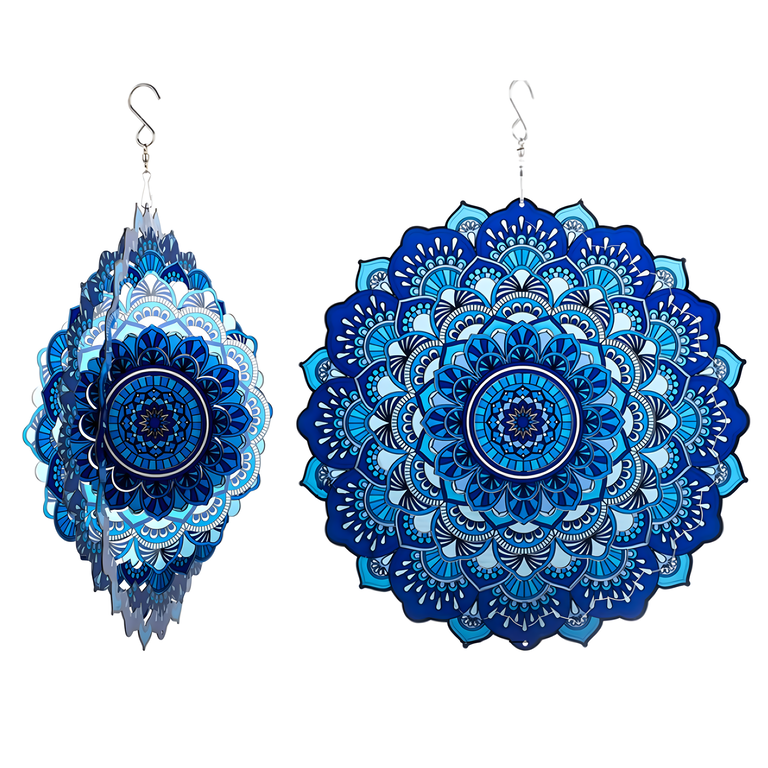 Wisząca Błystka Ozdoba Łapacz Wiatrowa 12” Mandala 3D do Ogrodu Pokoju  (1)