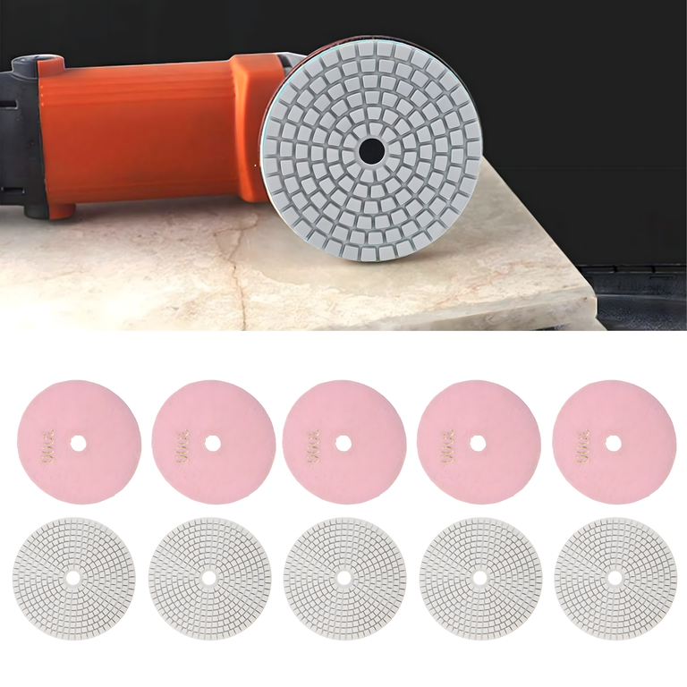 10x Tarcza Diamentowa Polerska 80mm do Szlifowania Gresu Płytek Na Rzep 3000 (2)