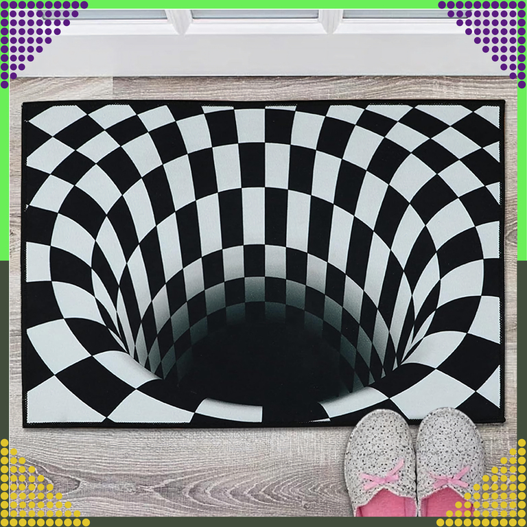 Chodnik Dywanik Mata Wycieraczka z Efektem 3D Iluzja Biała Dziura 60x40cm (12)
