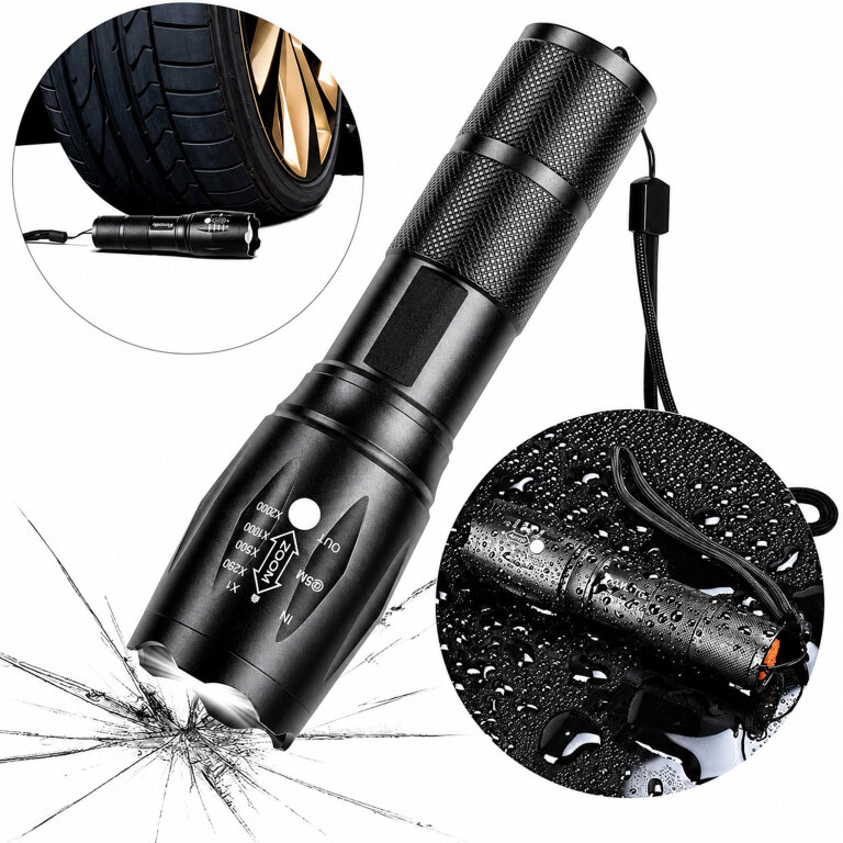 Latarka Taktyczna Led T6 Wodoodporna Wojskowa 10W 200Lm Mocna Zoom 300m (7)