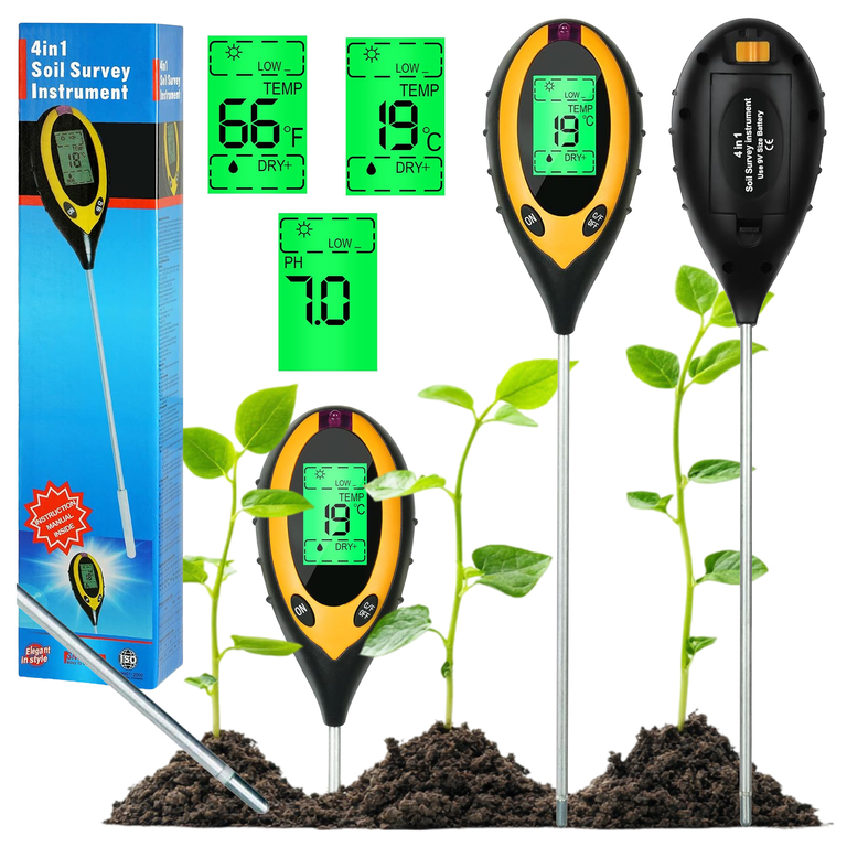 Kwasomierz Tester Gleby Ziemi Podłoża Ph Ziemi 4w1 Miernik Temperatura  (1)